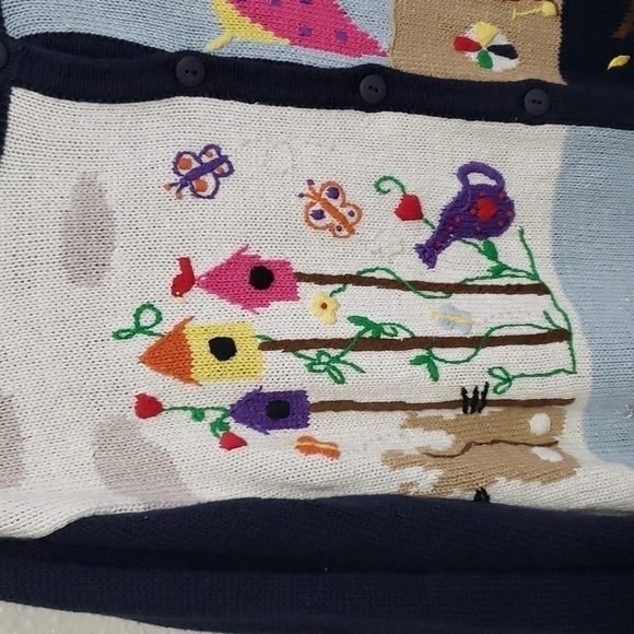 THE Quacker Factory Womens Blue Embroidered Cardigan Seasons Size 1X - Picture 3 of 12